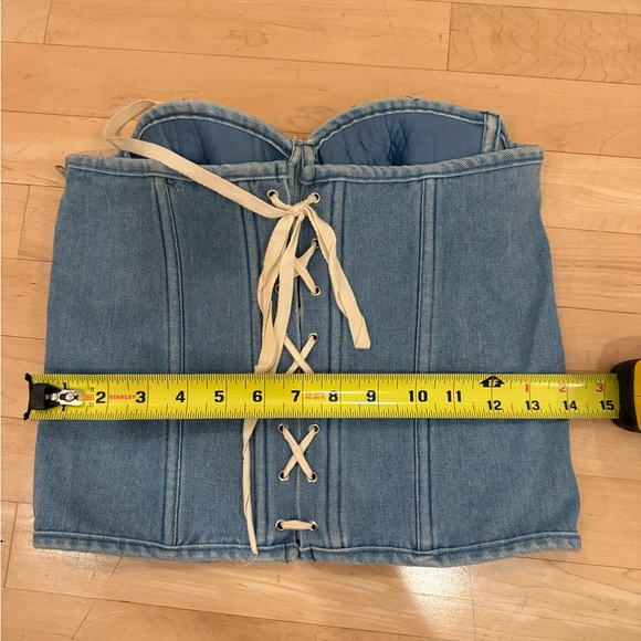 Denim Rhinestone Embellished Crop Top - Picture 8 of 9